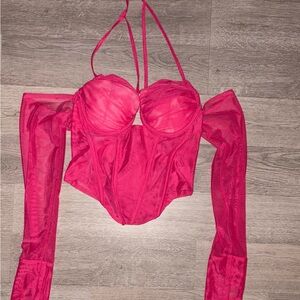 Fashion Nova Vibrant Pink Bodysuit